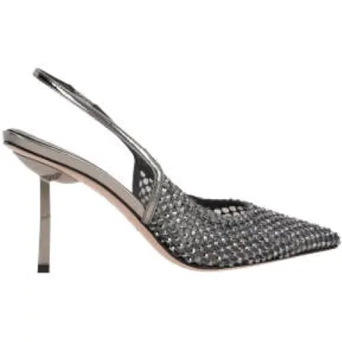 Dark Grey Crystal Slingback Heels , female, Sizes: 4 1/2 UK, 3 1/2 UK, 5 1/2 UK, 4 UK - Le Silla - Modalova