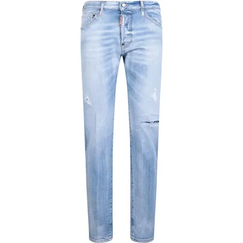 Logo-Patch Blaue Jeans - Freche Slim-fit Denim , Herren, Größe: S - Dsquared2 - Modalova