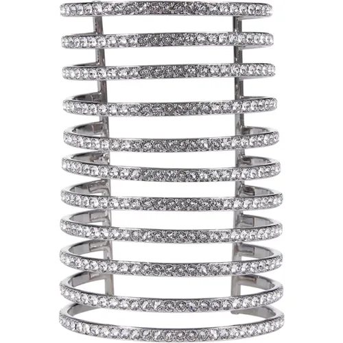 Silver Crystal Bracelet , female, Sizes: ONE SIZE - Amina Muaddi - Modalova
