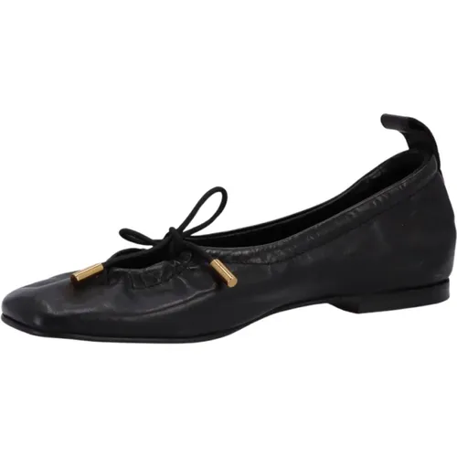 Schwarze Leder-Ballettschuhe , Damen, Größe: 38 EU - ALOHAS - Modalova