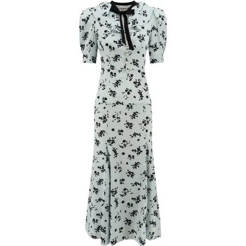 Silk Rose Print Long Dress , female, Sizes: S, XS, 2XS - Alessandra Rich - Modalova