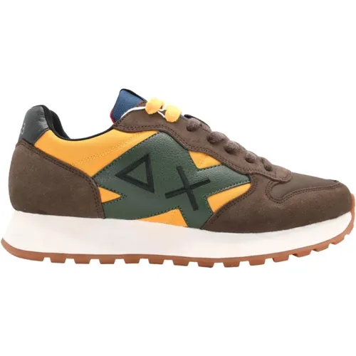 Bicolor Yellow/Brown Sneakers , male, Sizes: 9 UK - Sun68 - Modalova