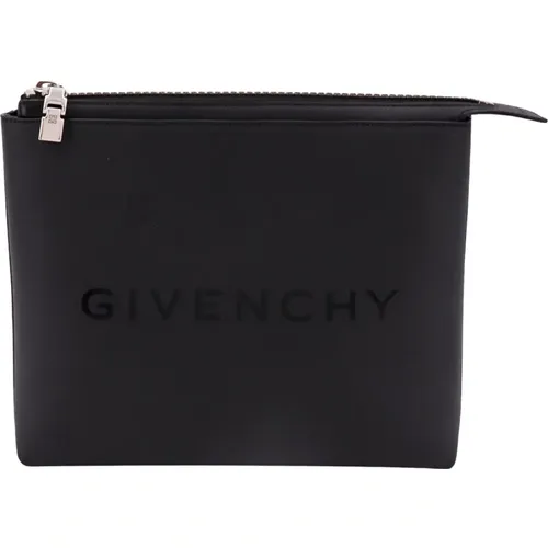 Leather Clutch with Zipper , male, Sizes: ONE SIZE - Givenchy - Modalova