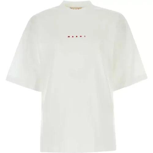 Oversize Weißes Baumwoll-T-Shirt , Damen, Größe: XS - Marni - Modalova