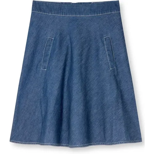 Air Denim Stelly Skirt Mid , female, Sizes: S, L, M - Mads Nørgaard - Modalova