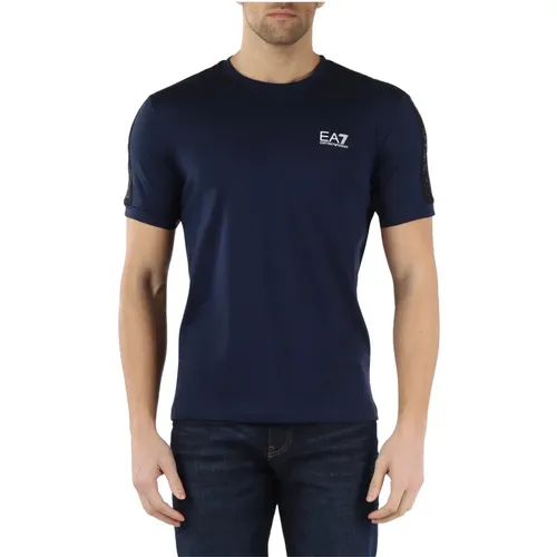 Cotton T-shirt with Logo Print , male, Sizes: L, S, 2XL - Emporio Armani EA7 - Modalova