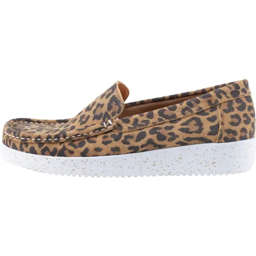 Leopardenmuster Loafer Wildlederschuh , Damen, Größe: 36 EU - Nature Footwear - Modalova