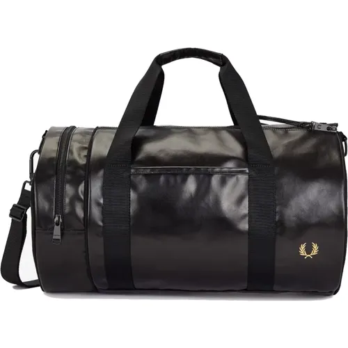 Barrel Bag Schwarz & Gold , Damen, Größe: ONE Size - Fred Perry - Modalova