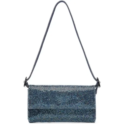 Blaue Crystal-Embellished Clutch Tasche , Damen, Größe: ONE Size - Benedetta Bruzziches - Modalova