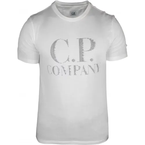 Weißes Baumwolllogo-Print-T-Shirt , Herren, Größe: S - C.P. Company - Modalova