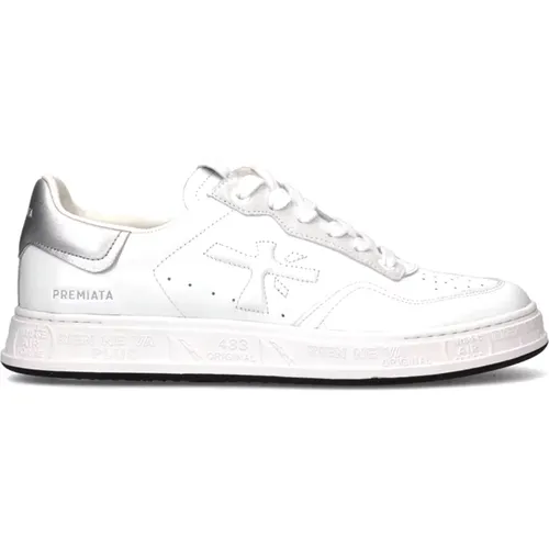 Niedrige Weiße/Silberne Sneakers , Damen, Größe: 40 EU - Premiata - Modalova
