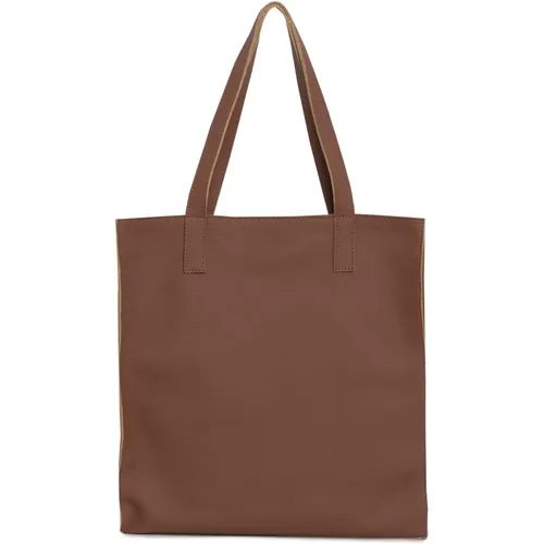 Soft Leather Shopper Bag Linda Camel , female, Sizes: ONE SIZE - Look made with love - Modalova