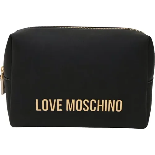 Schwarze Logo Reißverschlusstasche , Damen, Größe: ONE Size - Love Moschino - Modalova
