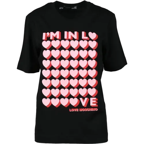 Schwarzes T-Shirt für Frauen , Damen, Größe: S - Love Moschino - Modalova