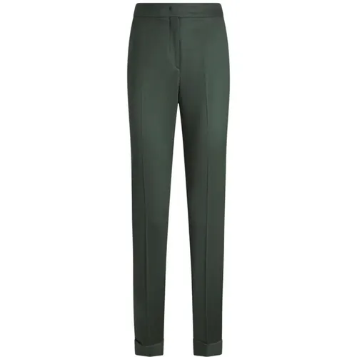 Grüne Wollhose Slim Fit , Damen, Größe: M - ETRO - Modalova