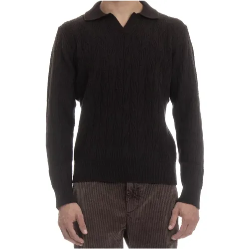 Brauner Pullover Gerippter Kragen Stilvolles Design - Drumohr - Modalova