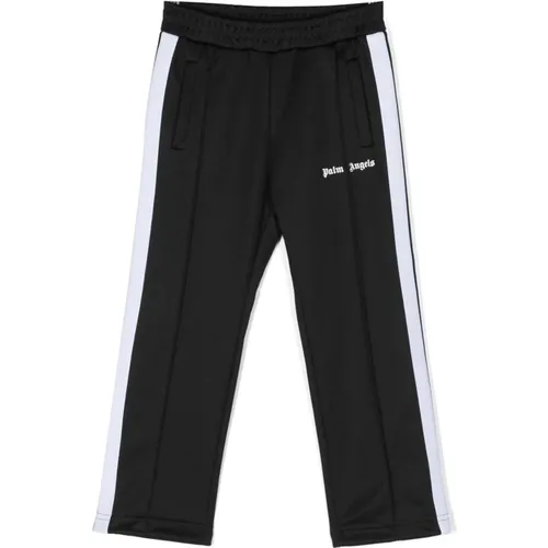 Bedruckte Track Pants,Schwarze Baumwoll-Sweatpants für Jungen mit kontrastierenden Details - Palm Angels - Modalova