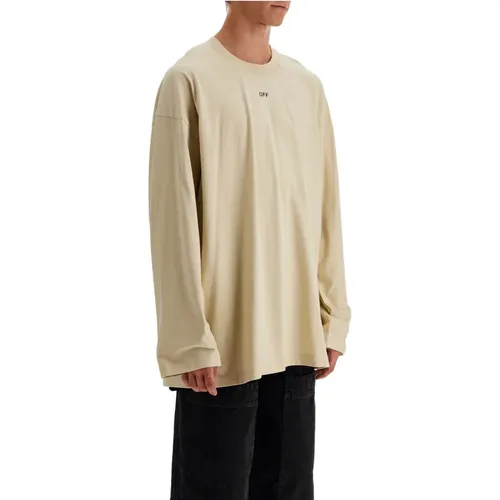 Oversized Langarm T-Shirt , Herren, Größe: M - Off White - Modalova