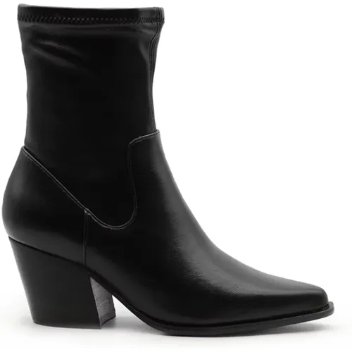 Schwarze Texanische Stil Elastische Lederstiefel - Steve Madden - Modalova