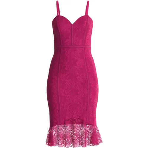 Fuchsia Macramè Midi Kleid , Damen, Größe: 3XL - Guess - Modalova