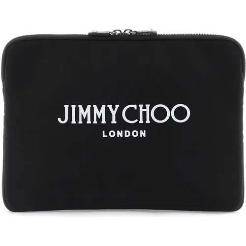 Contrasting Logo Pouch with Zipper Closure , male, Sizes: ONE SIZE - Jimmy Choo - Modalova