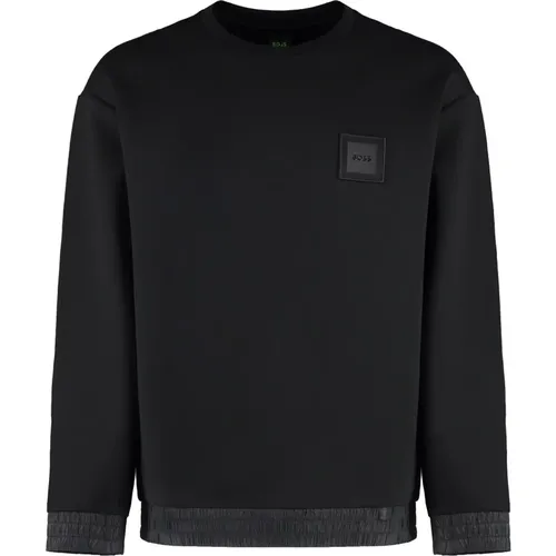 Gerippter Crew-Neck-Sweatshirt mit Schlüsselanhänger-Charme , Herren, Größe: L - Hugo Boss - Modalova