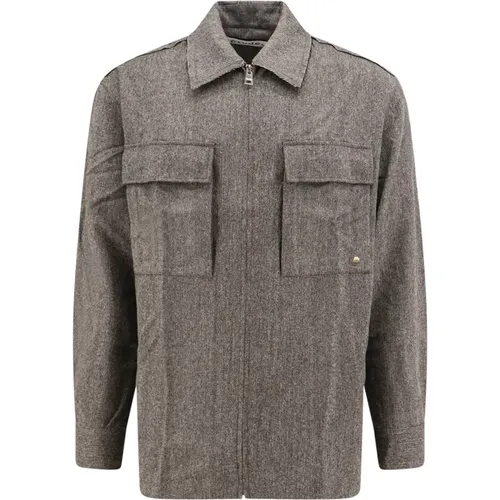 Grey Zip Closure Wool Shirt , male, Sizes: M, S - Études - Modalova