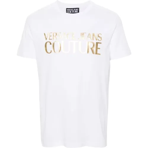 Weiße T-Shirts und Polos Stilvolles Design , Herren, Größe: M - Versace Jeans Couture - Modalova