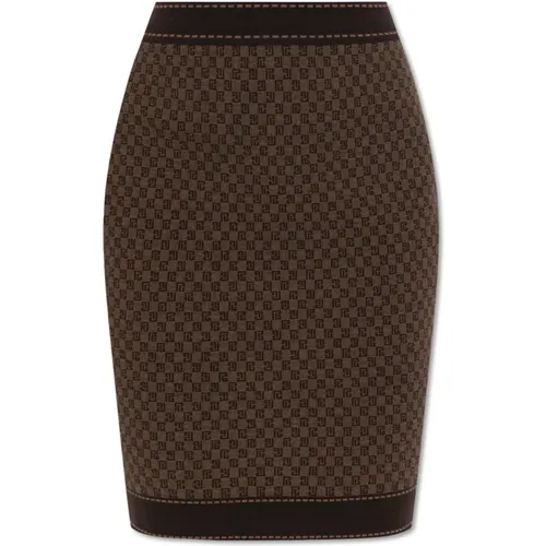 Skirt with monogram , female, Sizes: M, S, XS - Balmain - Modalova