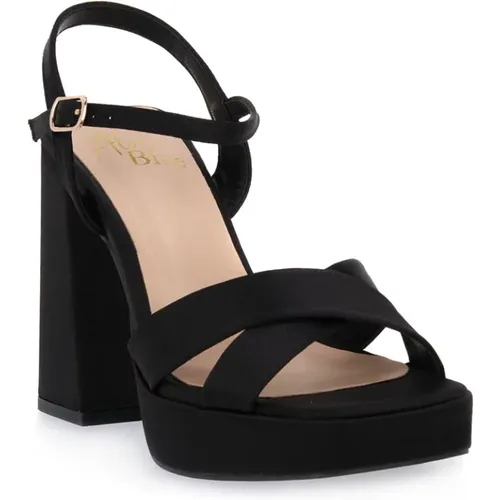 Schwarze Satin High Heel Sandalen , Damen, Größe: 40 EU - Alma en Pena - Modalova