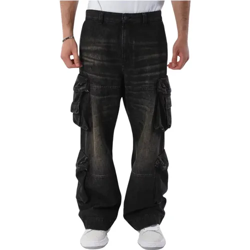 Cargo Jeans Loose Fit Pockets Button Closure , male, Sizes: W33, W31, W32, W34 - Diesel - Modalova