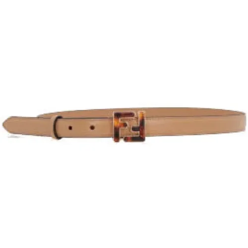 Slim Smooth Leather Belt with Gold Buckle , female, Sizes: 75 CM, 80 CM - Fendi - Modalova