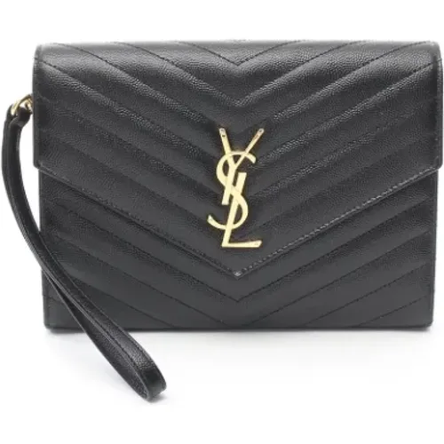 Pre-owned Leather clutches , female, Sizes: ONE SIZE - Yves Saint Laurent Vintage - Modalova