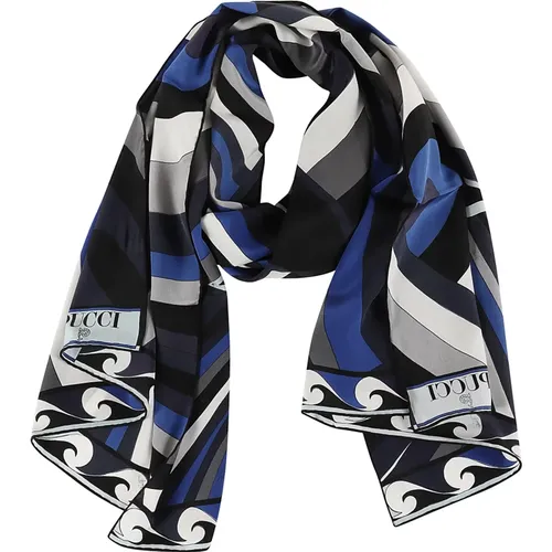 Blue Silk Scarf Aw24 , female, Sizes: ONE SIZE - EMILIO PUCCI - Modalova