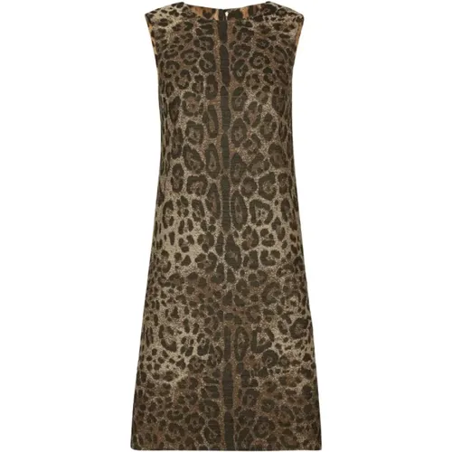 Leopard Print Shift Dress , female, Sizes: XS, M, S - Dolce & Gabbana - Modalova