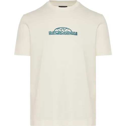 Cotton T-shirt with 3D Design , male, Sizes: 2XL, XL, L, 3XL - Emporio Armani - Modalova