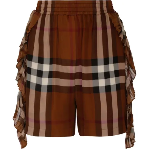 Short Checkered Silk Shorts , female, Sizes: 2XS, XS - Burberry - Modalova