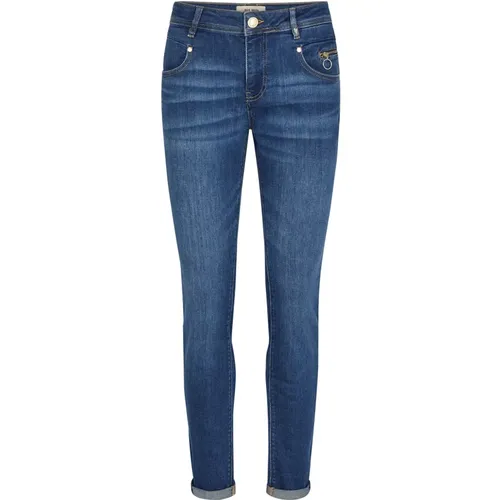 Schicke Blaue Jeans mit Reißverschluss-Detail , Damen, Größe: W27 - MOS MOSH - Modalova