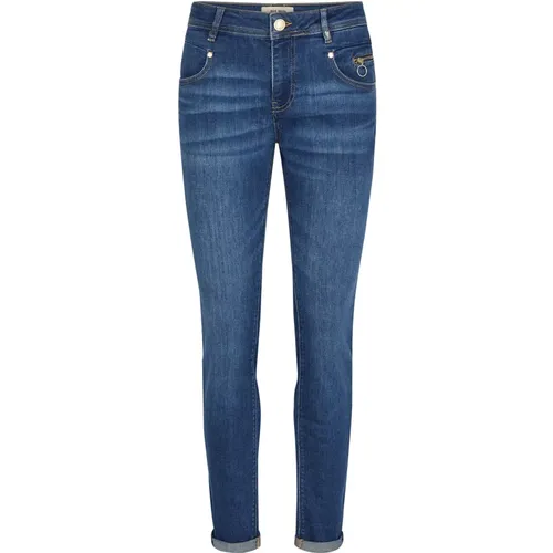 Schicke Blaue Jeans mit Reißverschluss-Detail , Damen, Größe: W32 - MOS MOSH - Modalova