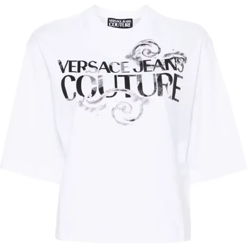 Weiße Grafik T-Shirts und Polos , Damen, Größe: S - Versace Jeans Couture - Modalova