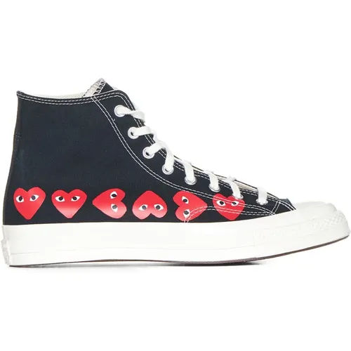 Schwarze Herzdruck Sneakers , Herren, Größe: 41 EU - Comme des Garçons Play - Modalova