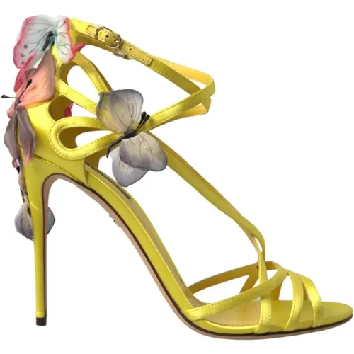Gelbe Butterfly Applique Sandalen - Dolce & Gabbana - Modalova