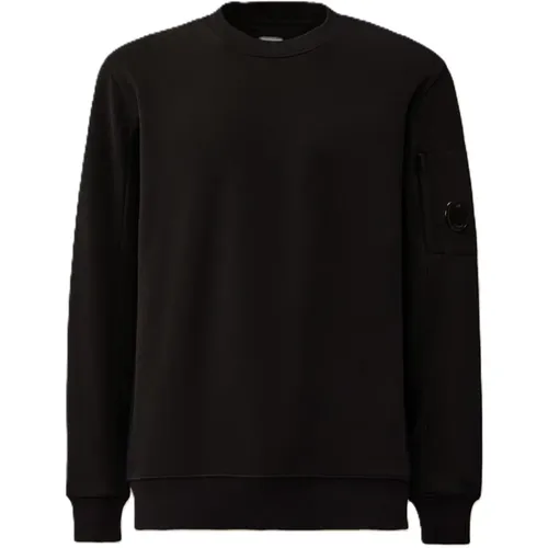 Schwarzer Diagonaler Fleece-Sweatshirt , Herren, Größe: L - C.P. Company - Modalova