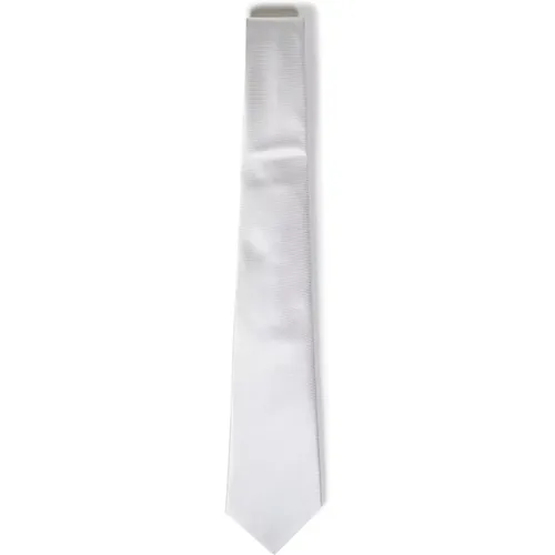Weiß Seiden Mikro Jacquard Krawatte , Herren, Größe: ONE Size - Emporio Armani - Modalova