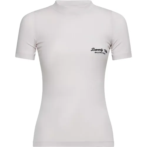 Logo besticktes Crew Neck T-Shirt , Damen, Größe: L - Balenciaga - Modalova