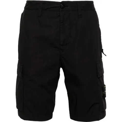 Schwarze Shorts für Männer , Herren, Größe: W34 - Stone Island - Modalova