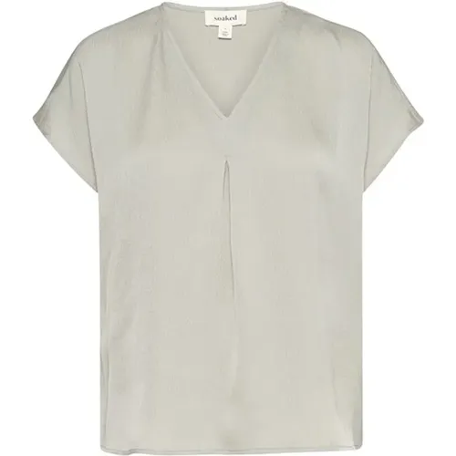 Feminine V-Neck Top Blouse Shadow , female, Sizes: S, M, XS - Soaked in Luxury - Modalova