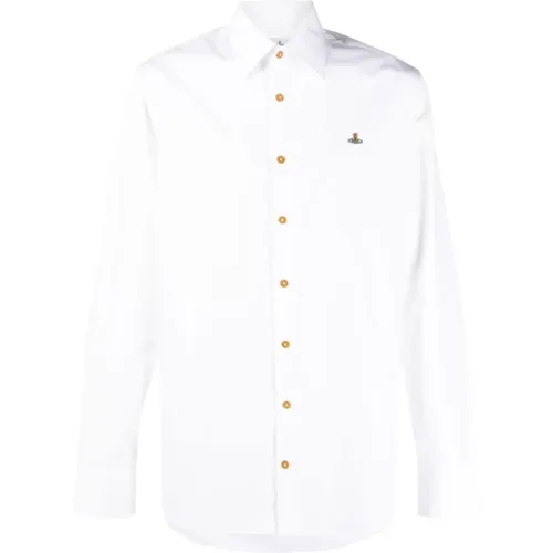 Orb Logo Cotton Shirt , male, Sizes: M, S - Vivienne Westwood - Modalova