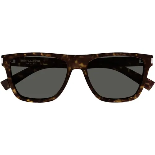Square Acetate Sunglasses in Tortoise , unisex, Sizes: 56 MM - Saint Laurent - Modalova