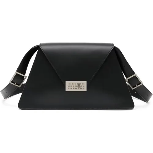 Leather Shoulder Bag with Satin Silver Hardware , female, Sizes: ONE SIZE - MM6 Maison Margiela - Modalova